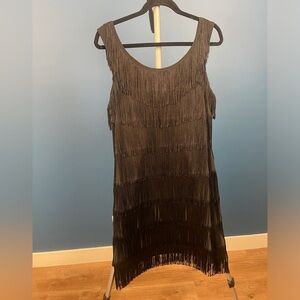 White House Black Market black fringe dress